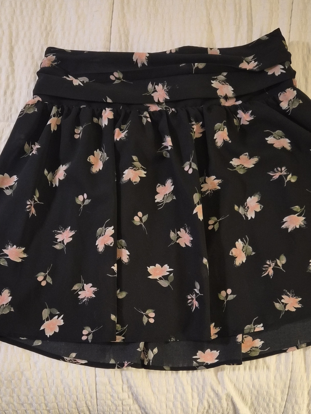 New York & Company Black Skirt with Pink Floral Print sz M